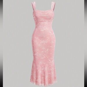 SHEIN Strapless Pink Floral Dress